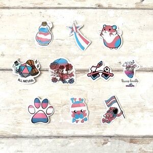 Trans Pride Stickers LGBTQ Waterproof Bundle Lot Flags 10pc Set NEW